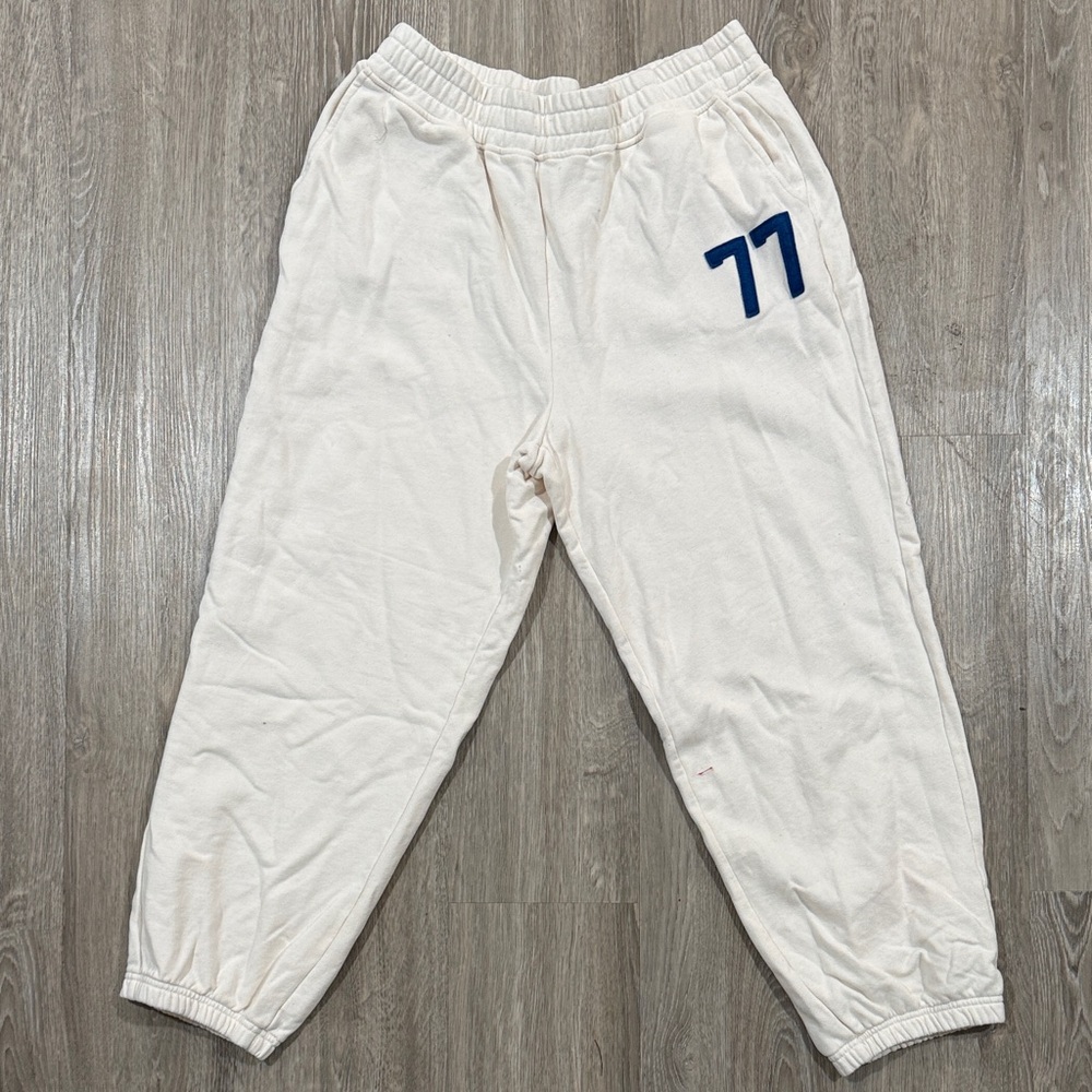 American Eagle Outfitters  Cream Joggers with Navy Detail